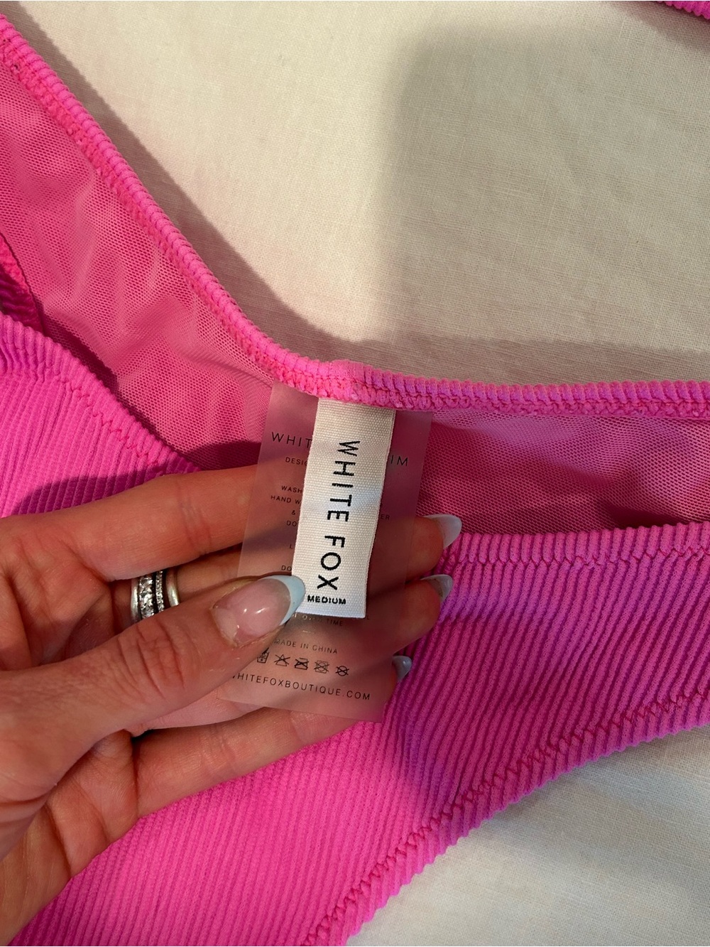 Hot Pink Ribbed Bikini - Picture 3 of 4